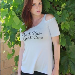 red hair don’t care long tee